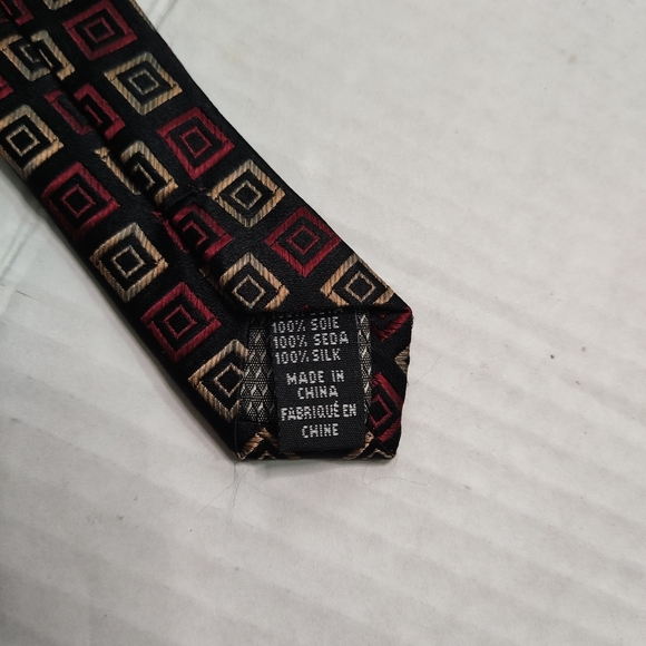 Valerio Garati Silk Tie Geometric Red Black Gold Classic Menswear Handmade - Picture 6 of 9
